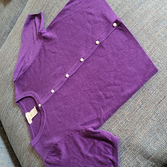 Pure new wool short sleeve cardigan with pearl look buttons size XL - Picture 2 of 6